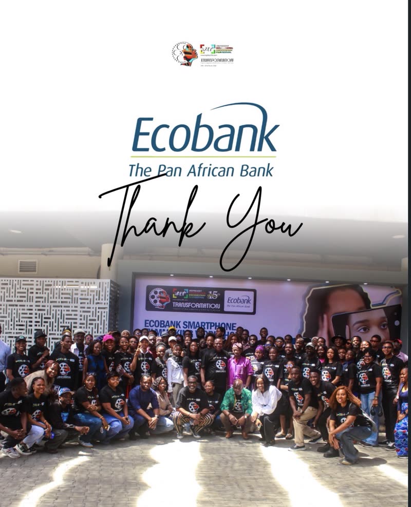 The end of festival thank you post to Ecobank, with the workshop cohort photographed together.